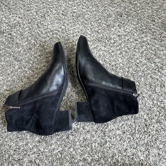 Beautifeel Ankle Boots Suede Black Leather Low Block Heel Classy Zip 36 US 5-5.5 - Picture 6 of 10